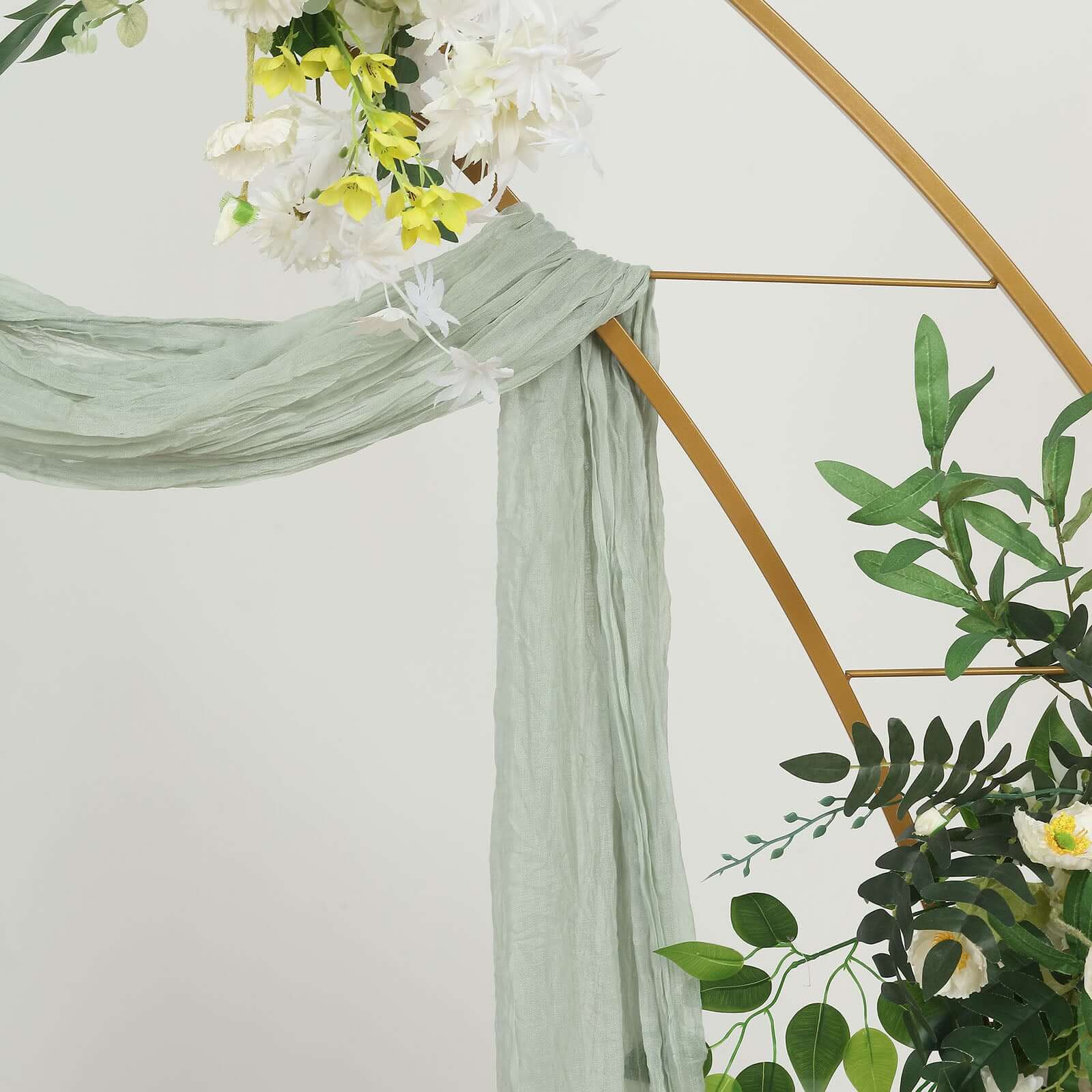 20ft Sage Green Gauze Cheesecloth Fabric Wedding Arch Drapery, Window Scarf Valance, Boho Decor Arbor Curtain Panel