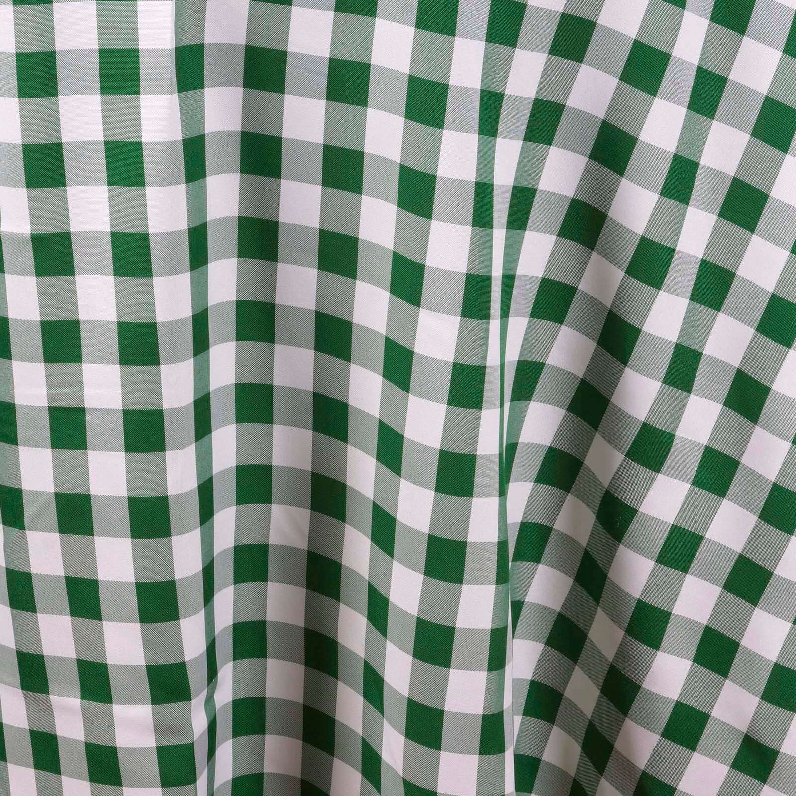 Polyester 108" Round Tablecloth White/Green - Checkered Buffalo Plaid Table Cover