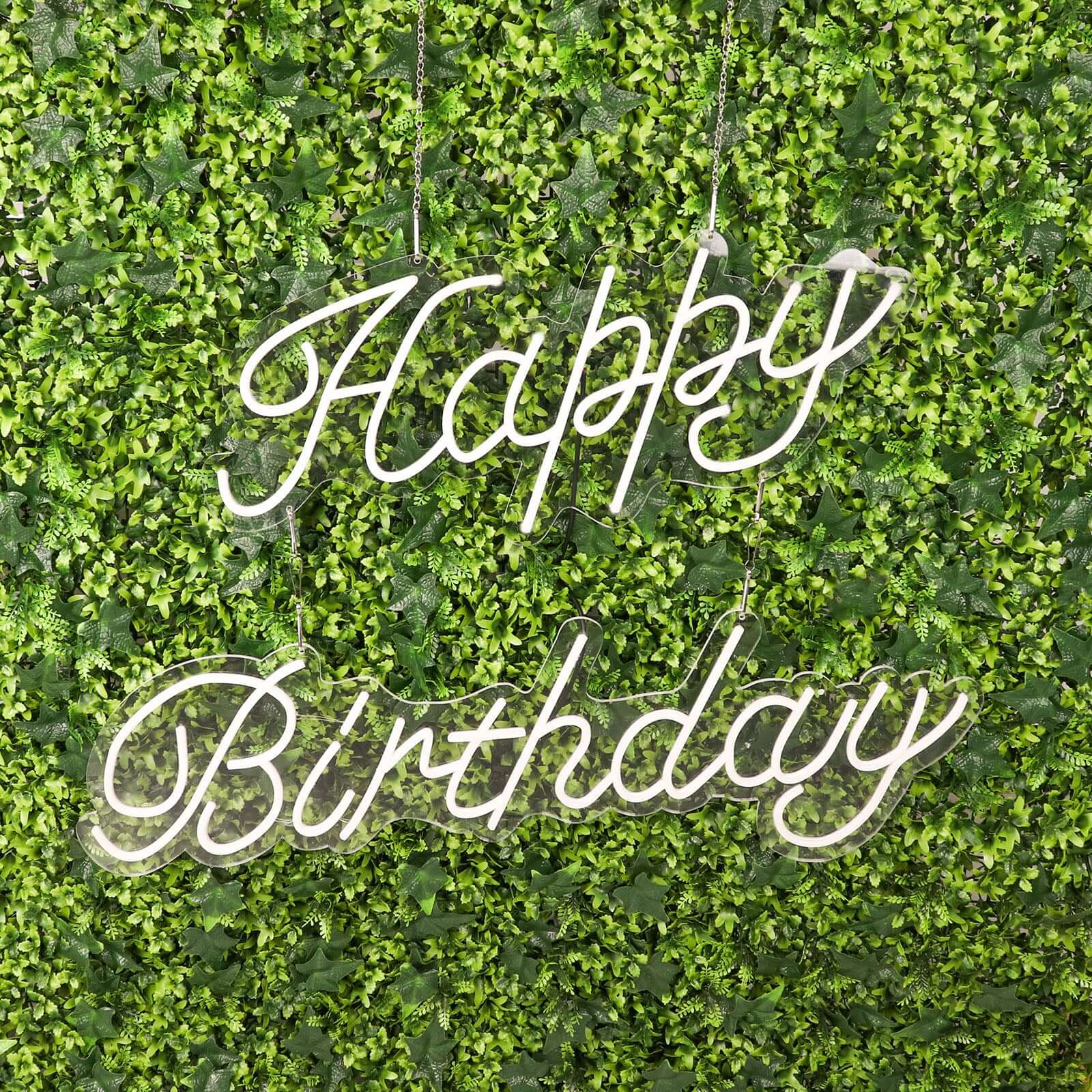 32" Happy Birthday Neon Light Sign, LED Reusable Wall Décor Lights With 5ft Hanging Chain