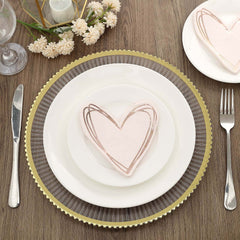 20-Pack Paper Cocktail Napkins with Heart Shape Rose Gold - Stylish Disposable Napkins for Events