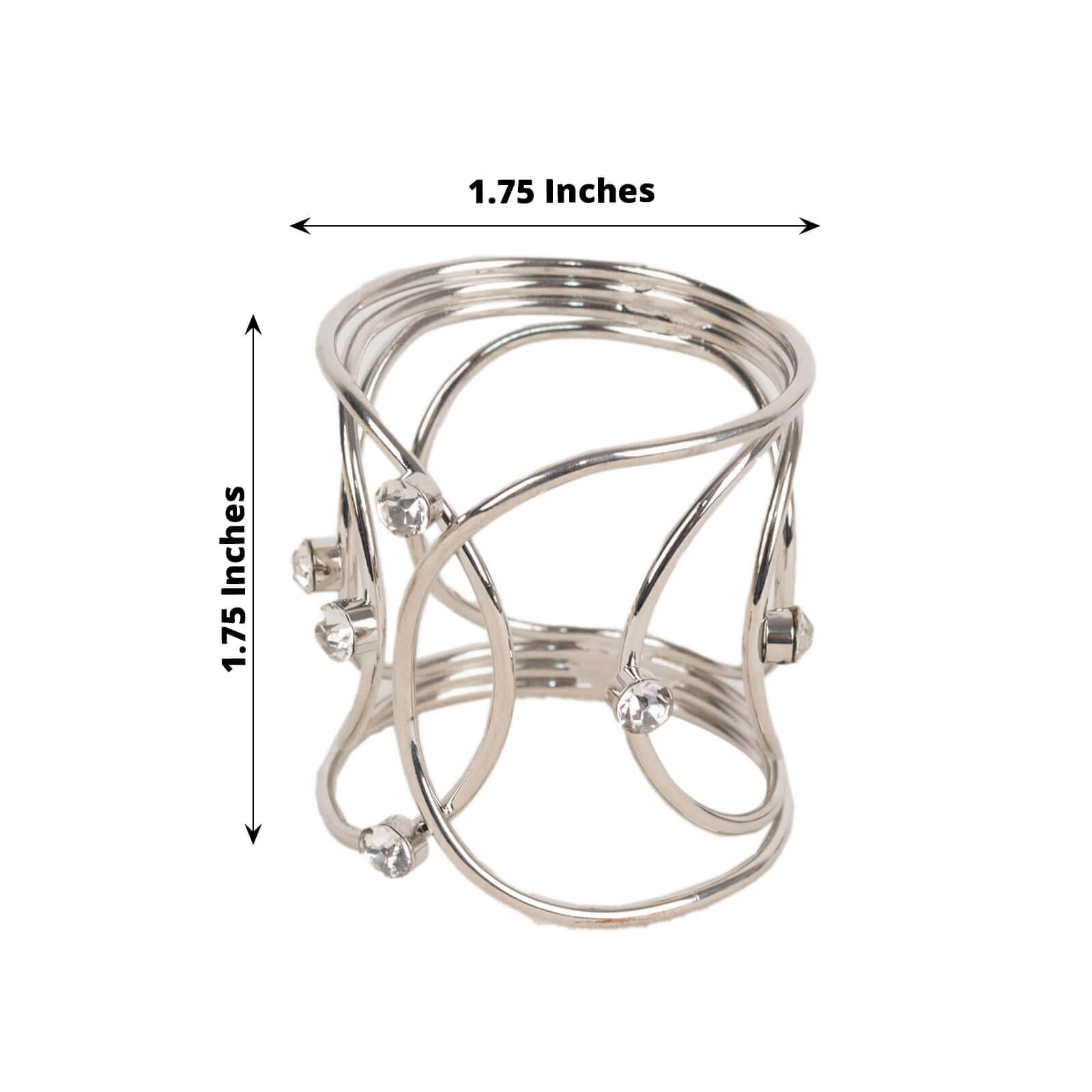 4 Pack Silver Metal Napkin Rings, Hollow Woven Style With Rhinestones, Elegant Napkin Holders