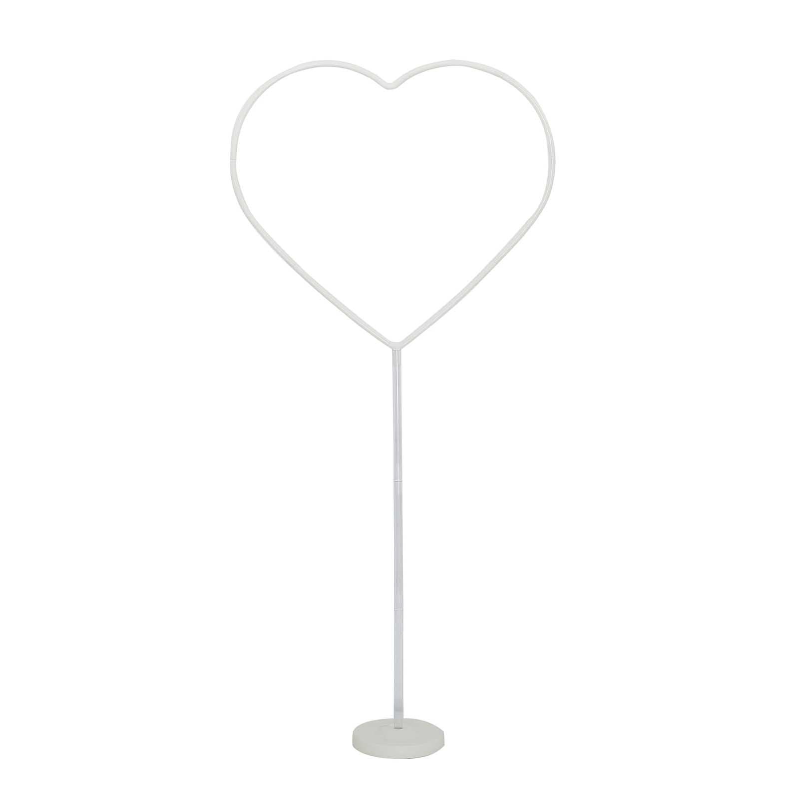2 Pack White Heart Shaped Plastic Balloon Holder Column, 5ft Balloon Arch Stand Kit with Round Water Fillable Base