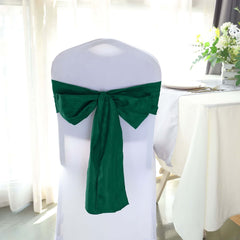 5 Pack Taffeta 6"x106" Chair Sashes Hunter Emerald Green Accordion Crinkle Texture - Stylish Decor for Weddings & Gatherings