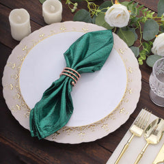 5 Pack Polyester 20"x20" Napkins Hunter Emerald Green Shimmer Sequin Dots - Luminous Cloth Napkins