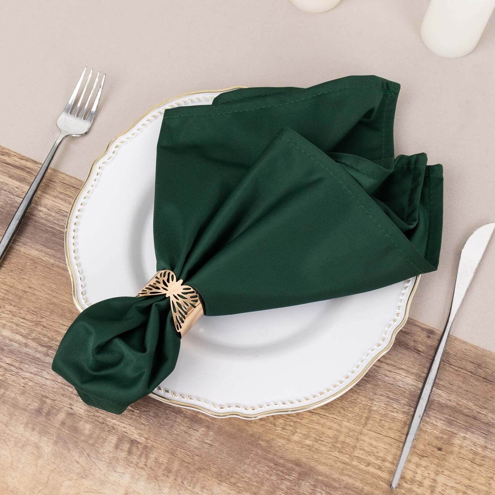 5 Pack Scuba 20"x20" Napkins Hunter Emerald Green - Durable & Reusable Dinner Napkins