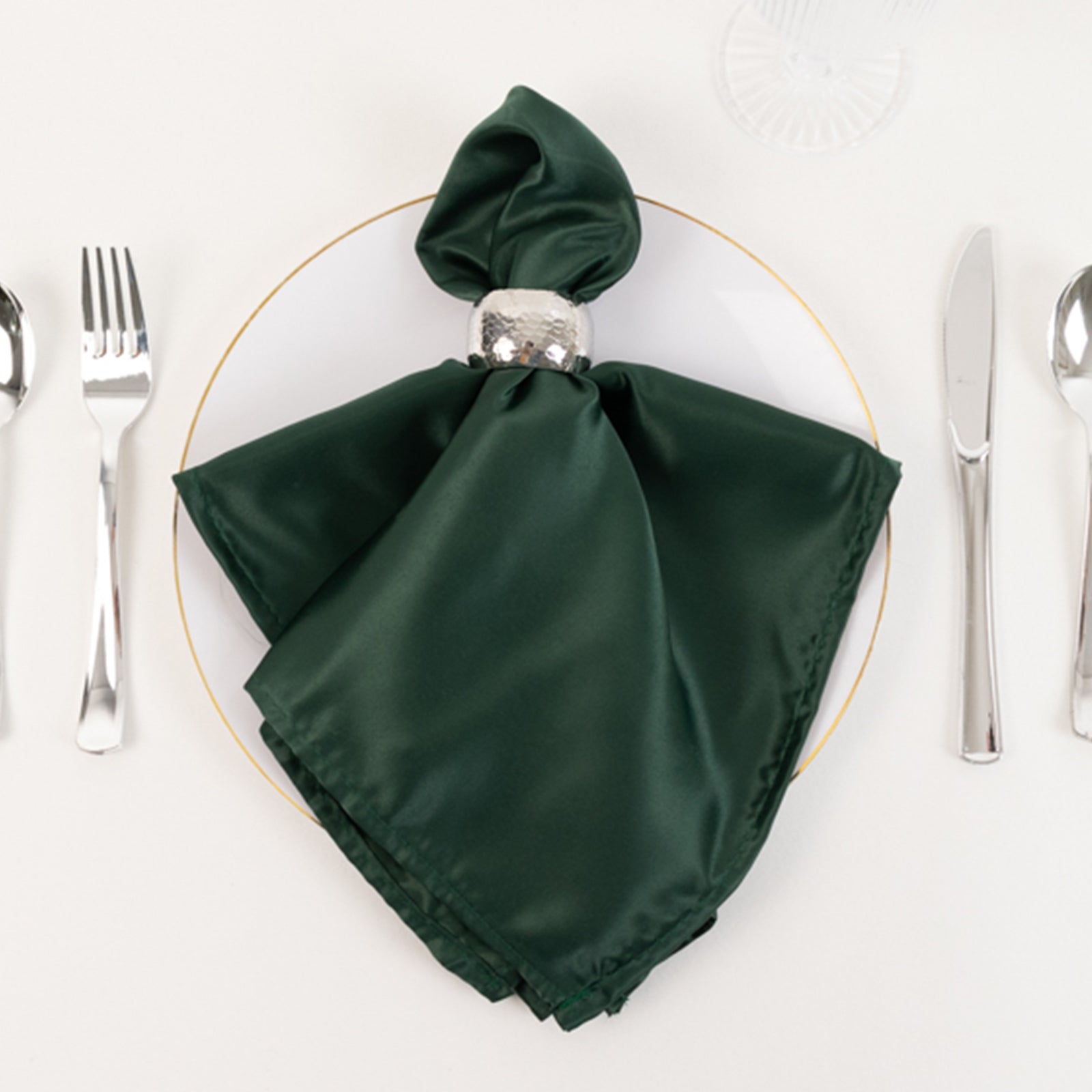 5 Pack Lamour Satin 20"x20" Napkins Hunter Emerald Green - Soft Matte Finish Dinner Napkins