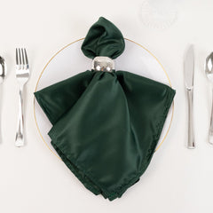 5 Pack Lamour Satin 20"x20" Napkins Hunter Emerald Green - Soft Matte Finish Dinner Napkins