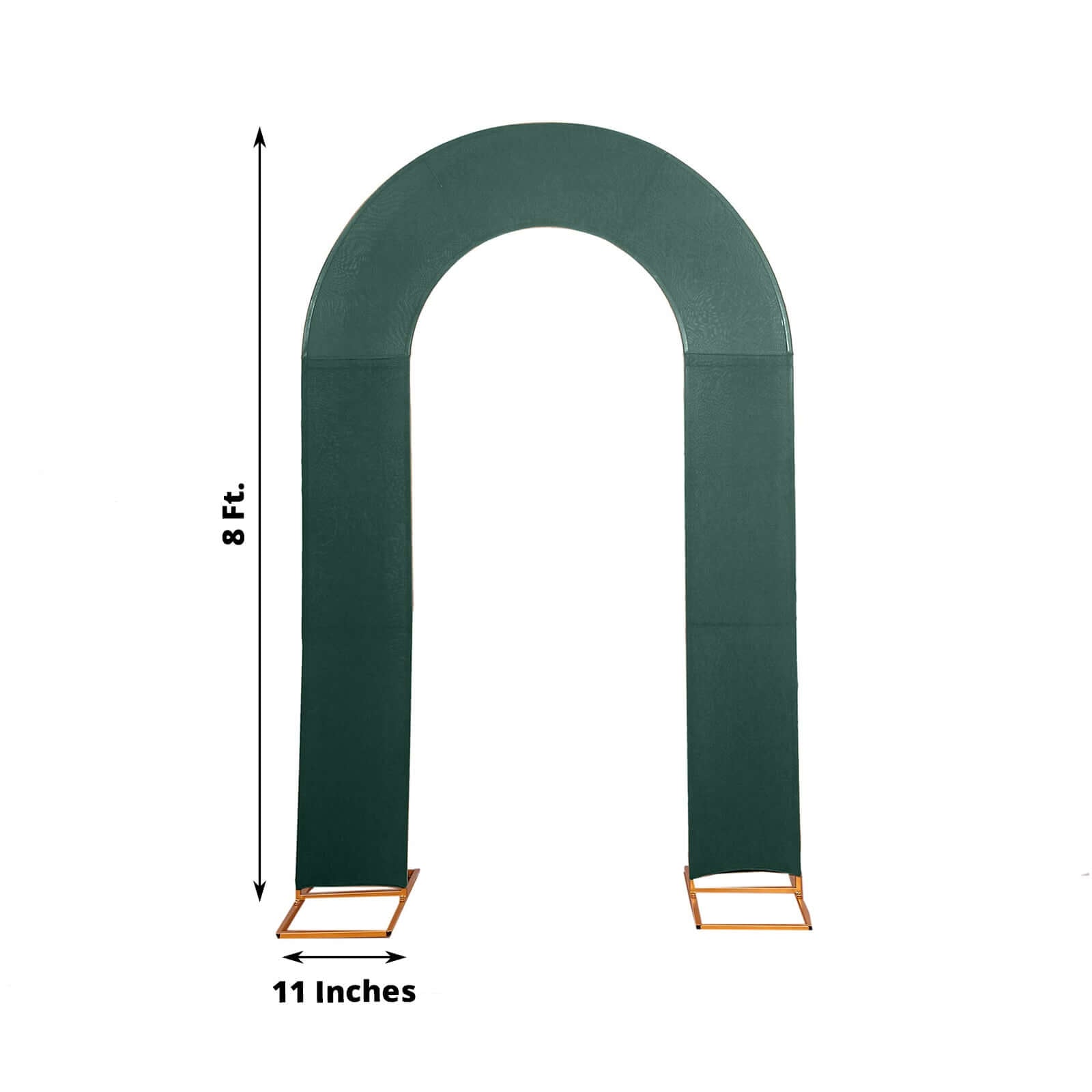 8ft Hunter Emerald Green Spandex Fitted Open Arch Wedding Arch Cover, Double-Sided U-Shaped Backdrop Slipcover