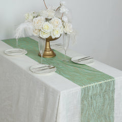 5 Pack Organza 12"x108" Table Runners Hunter Emerald Green - Gold Wave Design