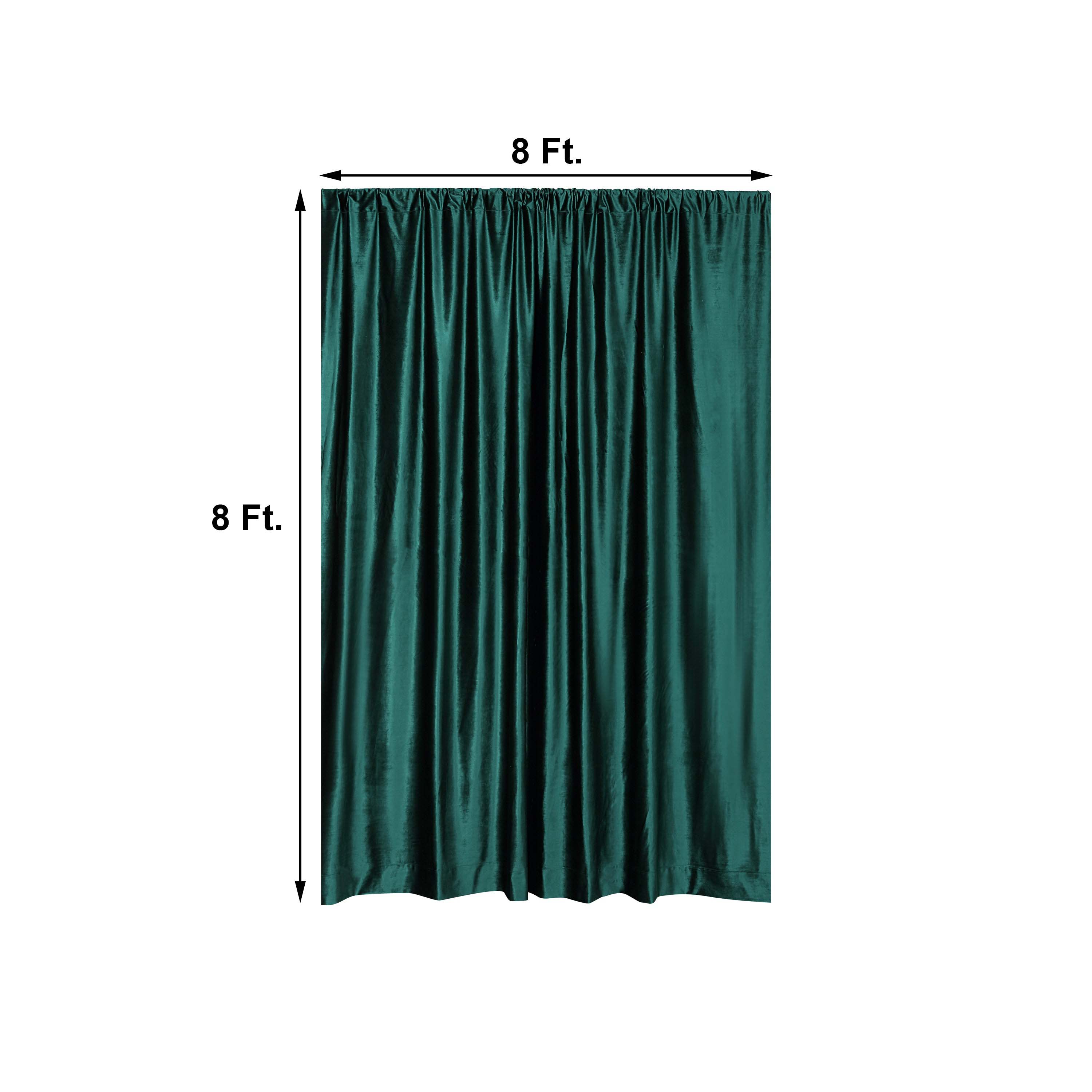 Hunter Emerald Green Crushed Velvet Backdrop Curtain – 8ft x 8ft Event Drape with Rod Pocket, Privacy Panel for Photo Booths & Events