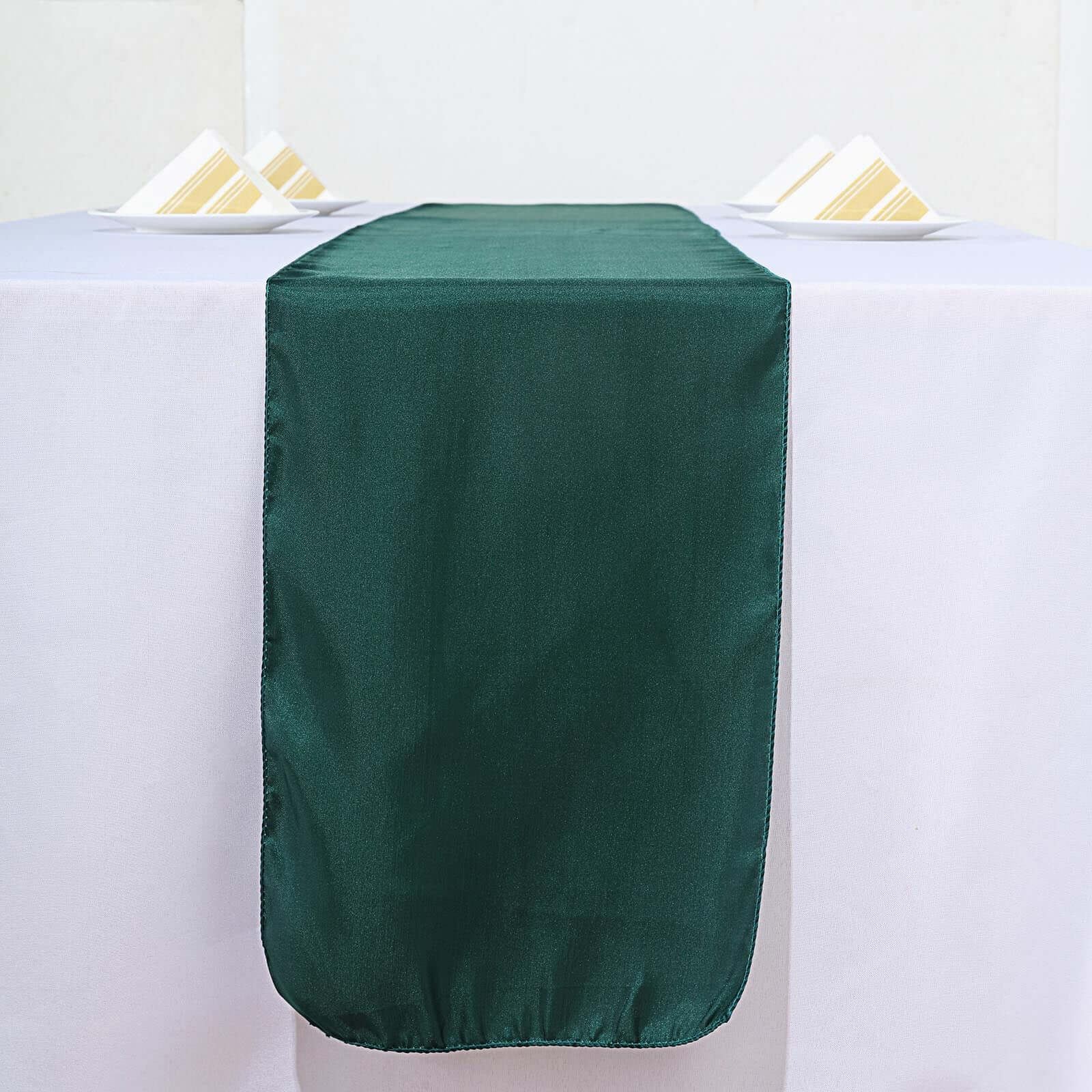 Satin 12"x108" Table Runner Hunter Emerald Green - Stylish Table Linen
