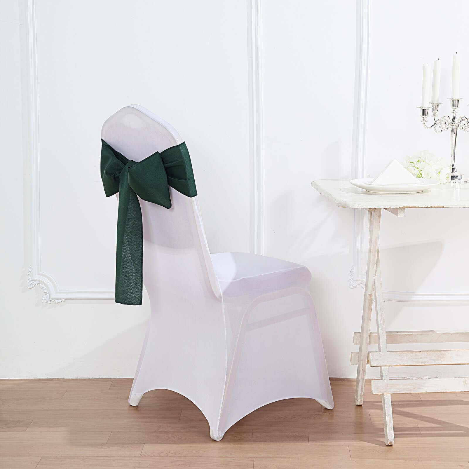 5 Pack Polyester Chair Sashes Hunter Emerald Green 6"x108"