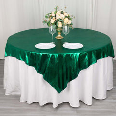 Polyester 72"x72" Table Overlay Square Tablecloth Hunter Emerald Green - Sequin Dots Wrinkle-Free Table Cover