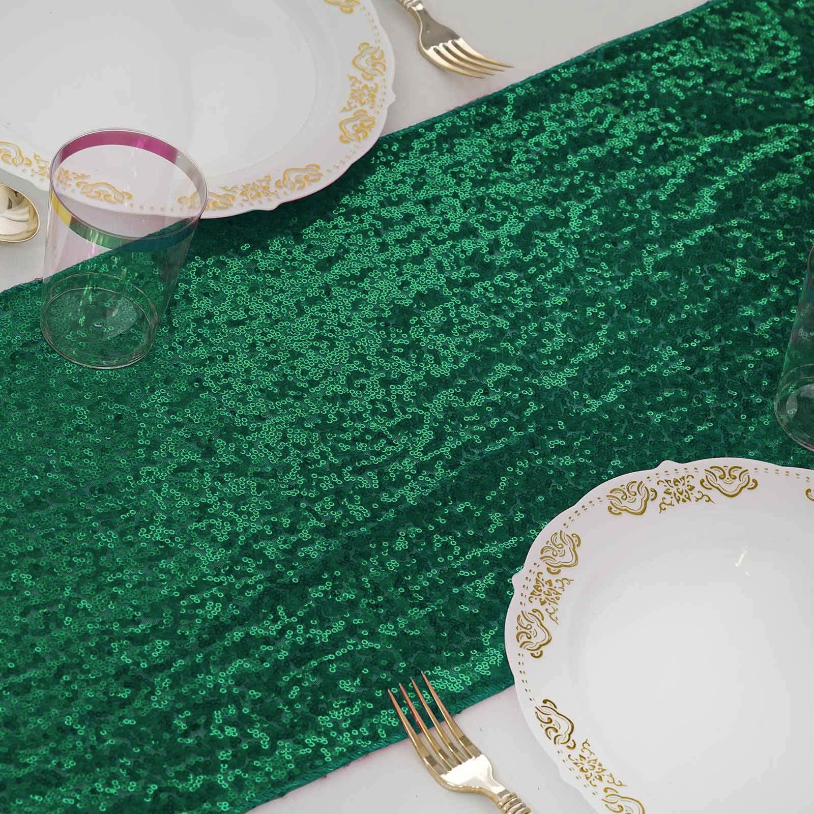 Sequin 12"x108" Table Runner Hunter Emerald Green - Glittering Design