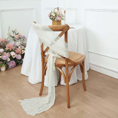 5 Pack Cheesecloth Gauze 16"x88" Chair Sashes Ivory - Stylish Boho Decor for Weddings & Gatherings