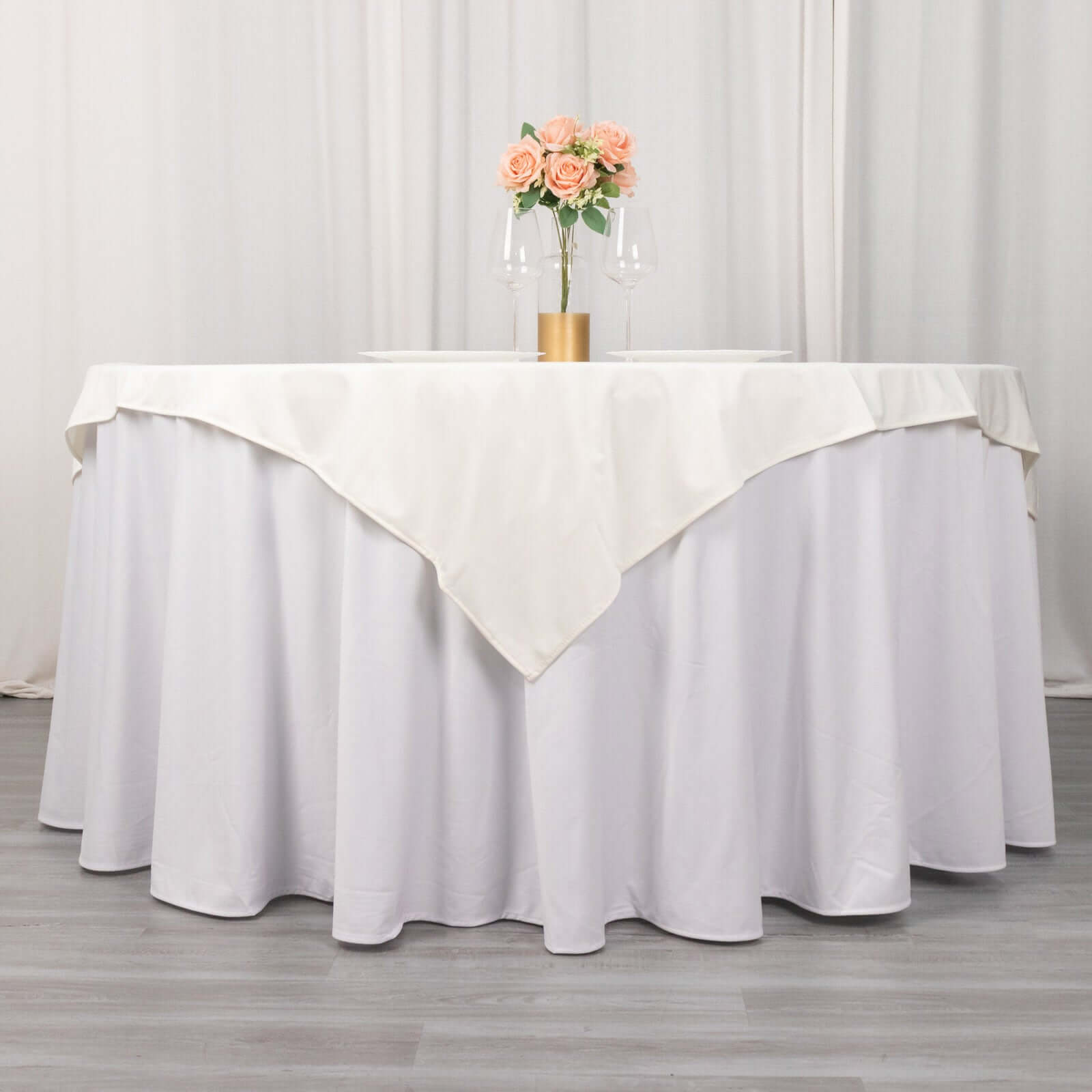 Scuba 54"x54" Table Overlay Square Tablecloth Ivory - Wrinkle Free & Stain Resistant Table Cover