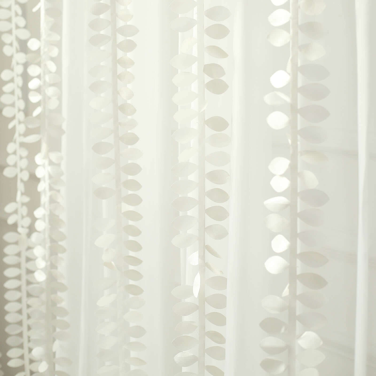 Taffeta Ribbon Sash with 4" Leaf Petal Design Ivory 50ft - Sophisticated Artificial Fabric Garland