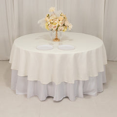 Cotton Blend 90" Round Tablecloth Ivory - Wrinkle-Resistant Table Cover