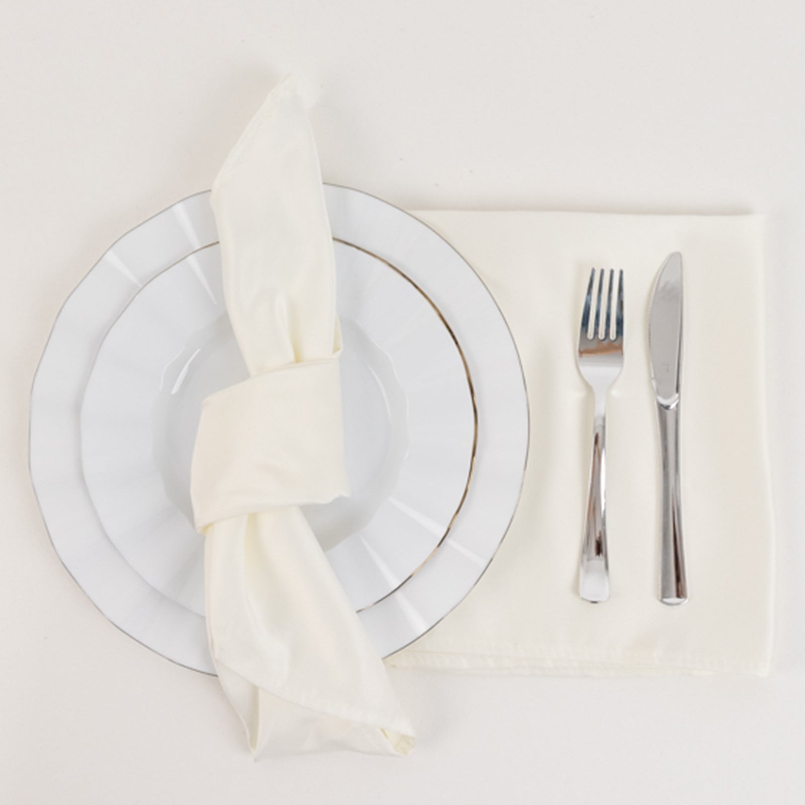5 Pack Lamour Satin 20"x20" Napkins Ivory - Soft Matte Finish Dinner Napkins
