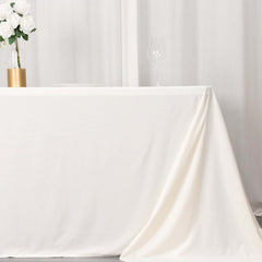Scuba Rectangular 90"x132" Tablecloth Ivory - Wrinkle Free, Stain Resistant & Seamless Table Cover