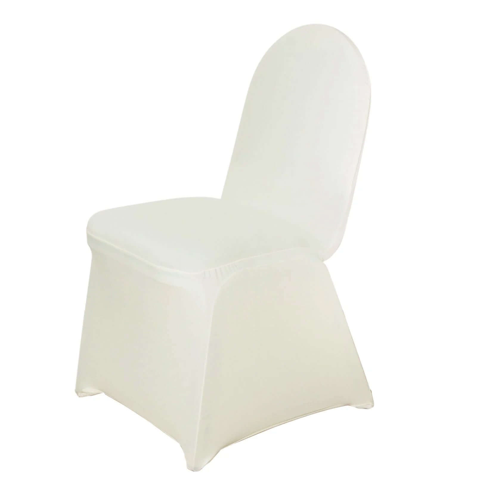 10 Pack Spandex Chair Covers for Banquet Chairs Ivory - Durable Reusable Stretch Slip-On Covers
