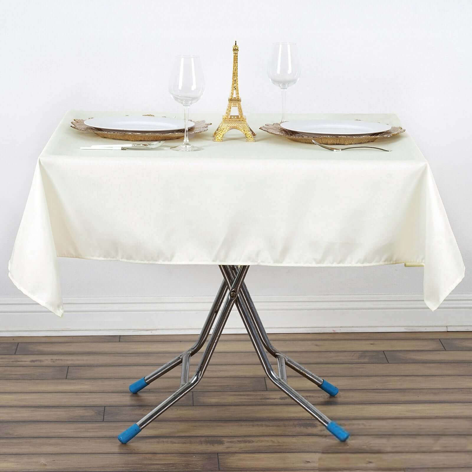 Premium Polyester 54"x54" Square Tablecloth Ivory - Stain and Wrinkle-Resistant 220GSM Table Cover