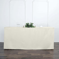 Fitted Polyester 72"x30" Rectangle Tablecloth Ivory - Durable Table Cover