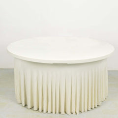 Spandex Round 5ft Table Skirt Ivory with Wavy Skirt-Like Effect Stylish Table Cover