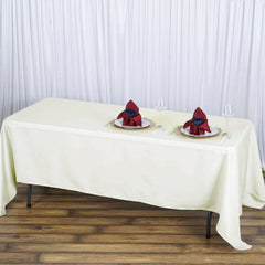 Fire Retardant Premium Polyester 72"x120" Rectangular Tablecloth Ivory - High-Performance Table Cover