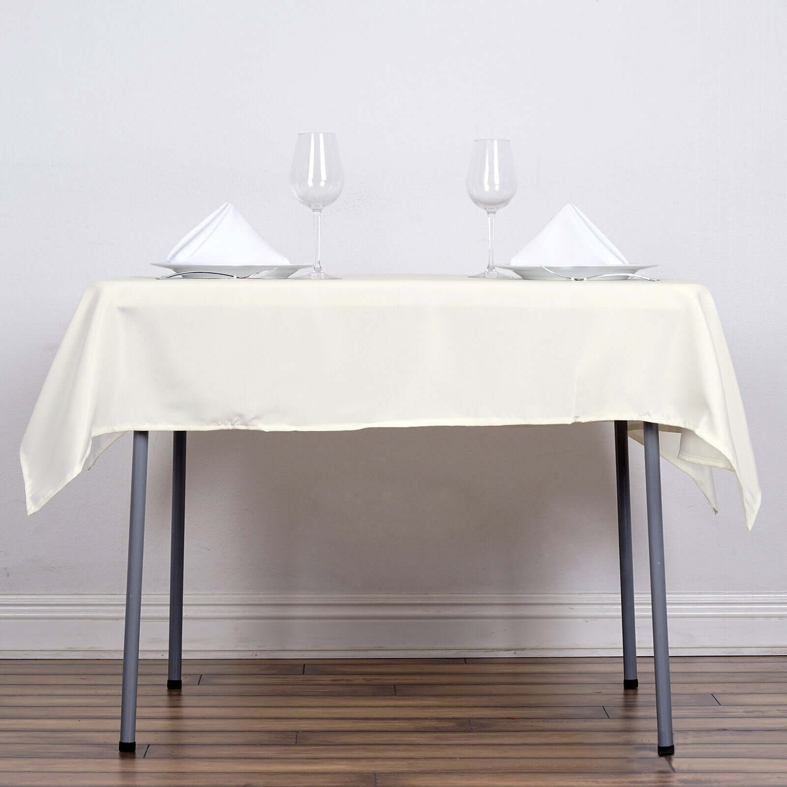 Polyester 54"x54" Table Overlay Square Tablecloth Ivory - Wrinkle-Resistant & Durable Table Cover
