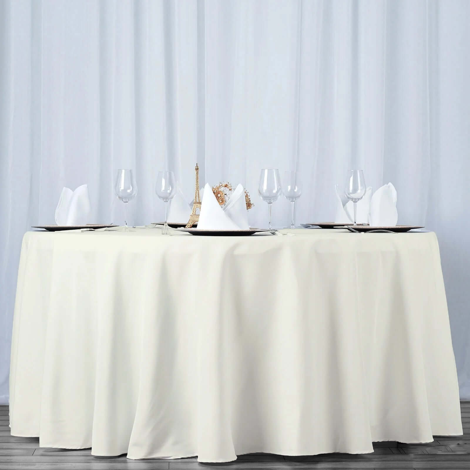 Premium Polyester 108" Round Tablecloth Ivory - Wrinkle-Resistant 220GSM Table Cover