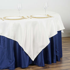 Polyester 90"x90" Table Overlay Square Tablecloth Ivory - Wrinkle-Resistant & Durable Table Cover