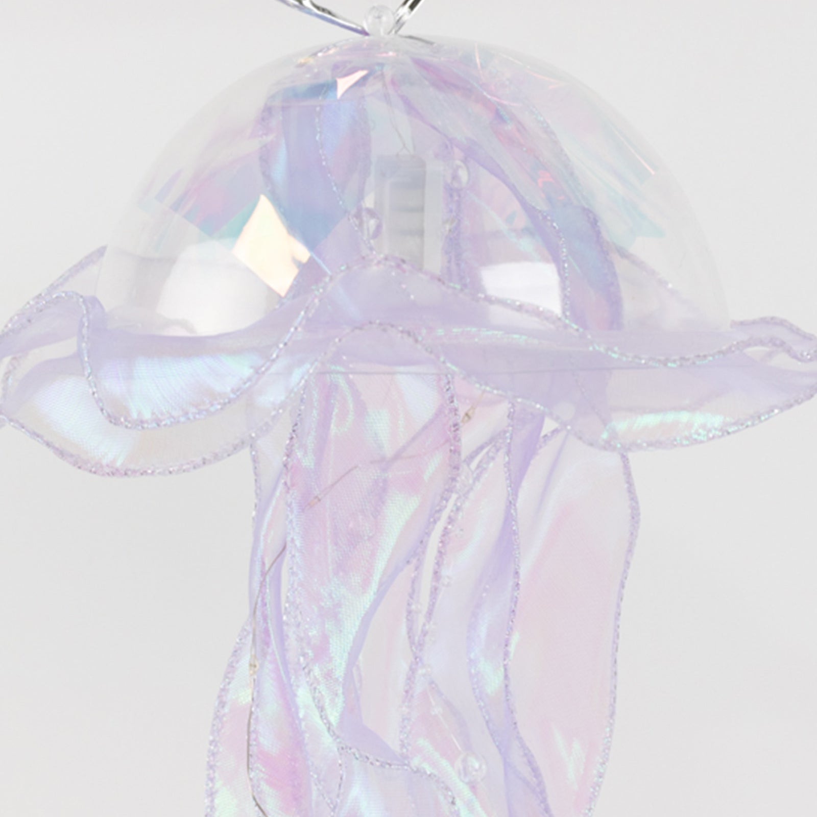 6 Pack Blue Purple Jellyfish Lamp Hanging Lantern Lights, 3 Flashing Modes Organza Ribbon Jelly Fish LED Lights Mermaid Theme Party Decor - 17"