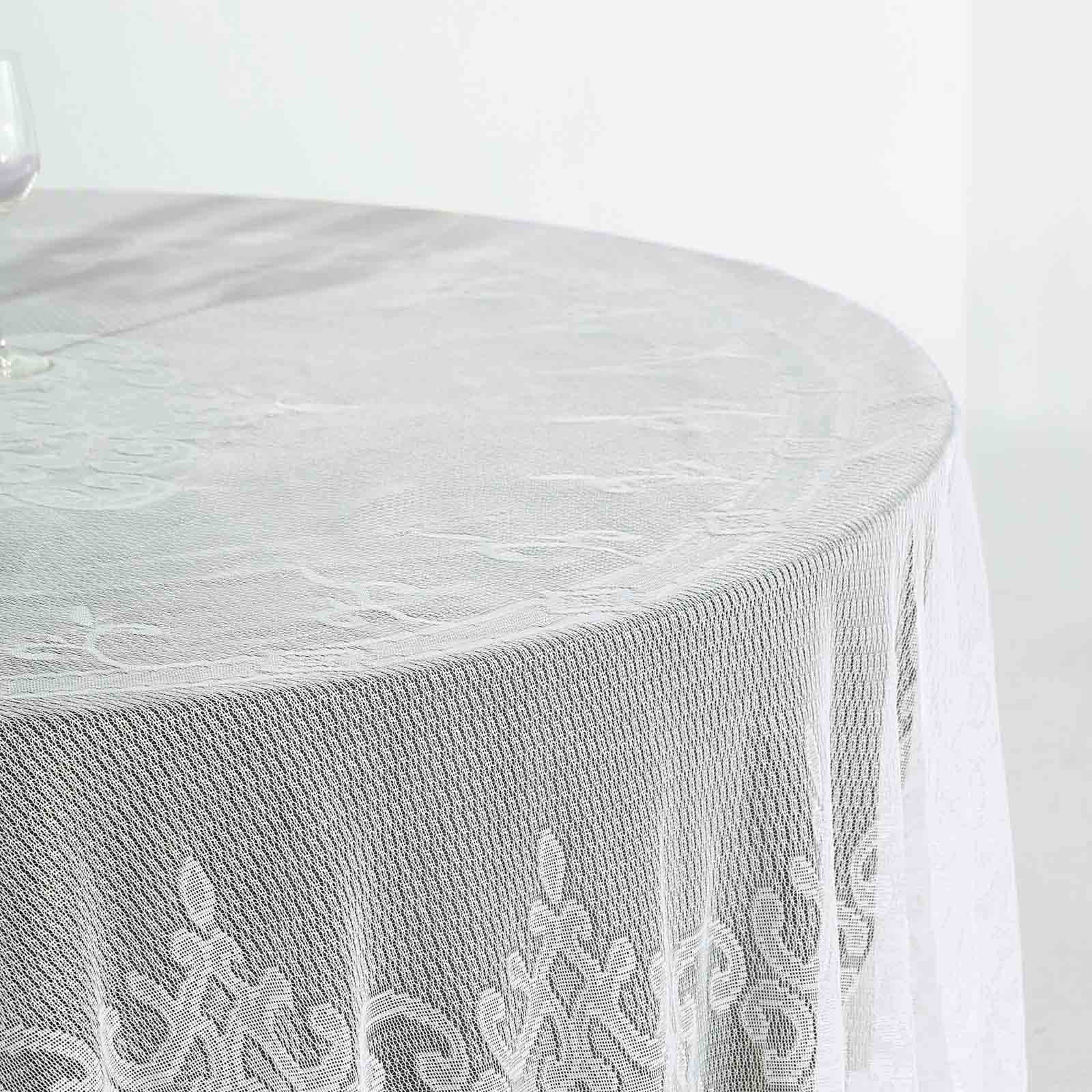 Lace 108" Round Tablecloth Ivory - Premium Design for Formal Table Settings