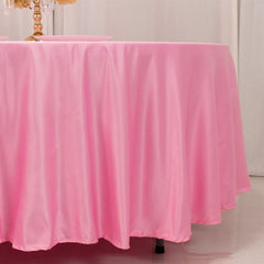 Lamour Satin 108" Round Tablecloth Pink - Durable & Silk-Like Table Cover