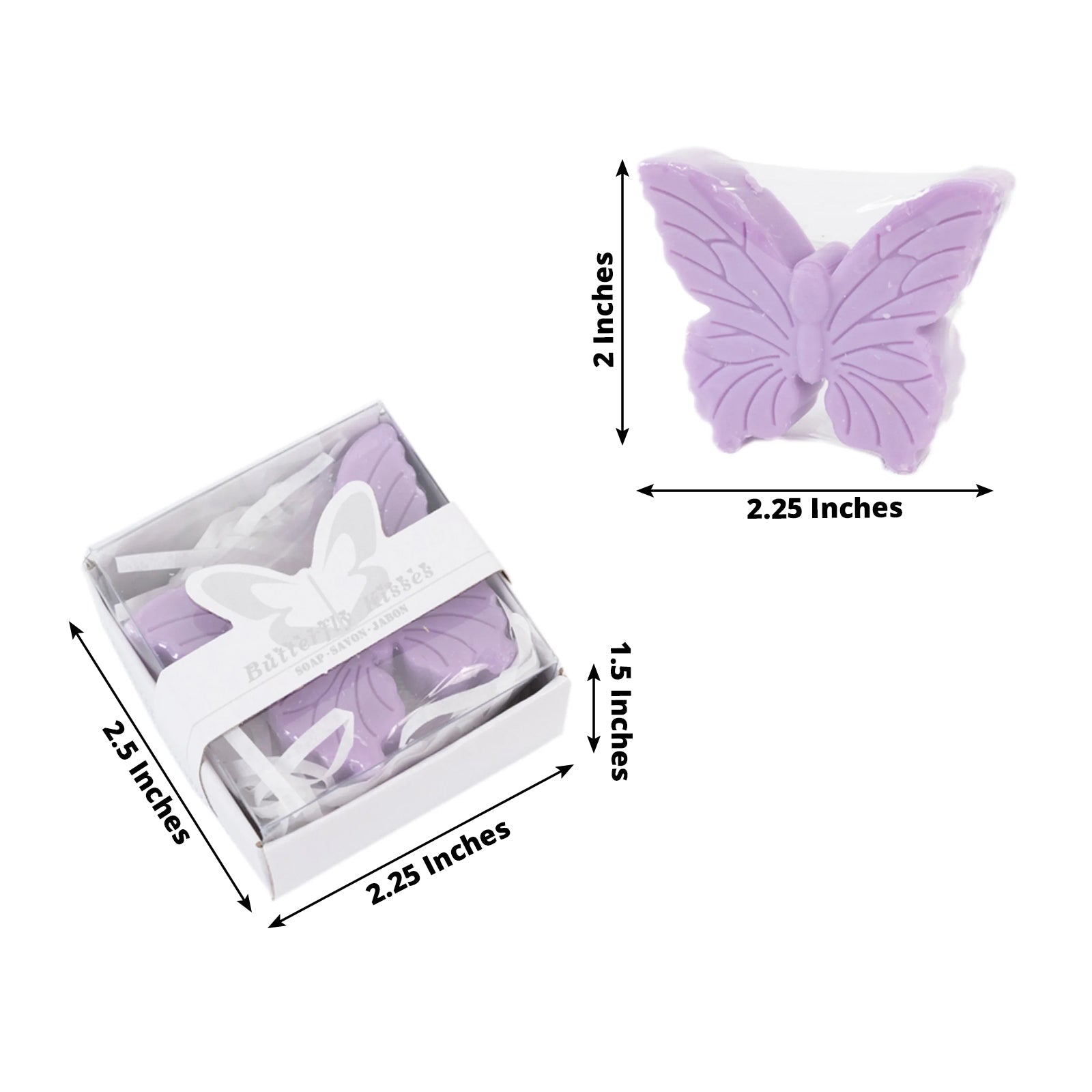 10 Pack Lavender Butterfly Unscented Soap Baby Shower Favors with Gift Boxes, Pre-Packed Bridal Shower Wedding Souvenirs - 2"