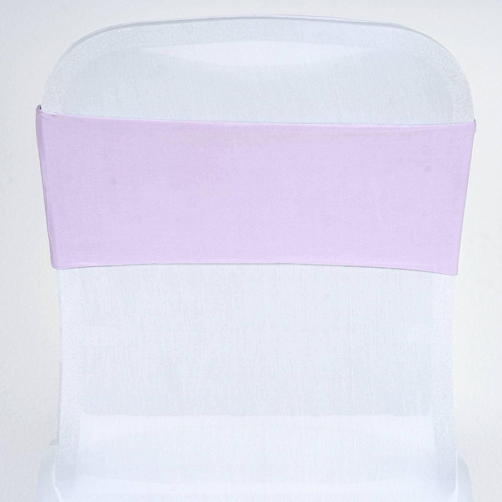 5 Pack Stretch Spandex Chair Sashes Lavender Lilac - Fitted Finish Two Ply Heavy Duty Chair Bands 5"x12"