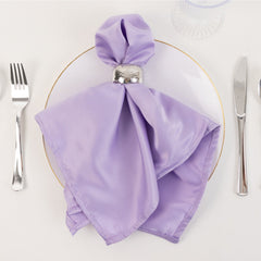 5 Pack Lamour Satin 20"x20" Napkins Lavender Lilac - Soft Matte Finish Dinner Napkins
