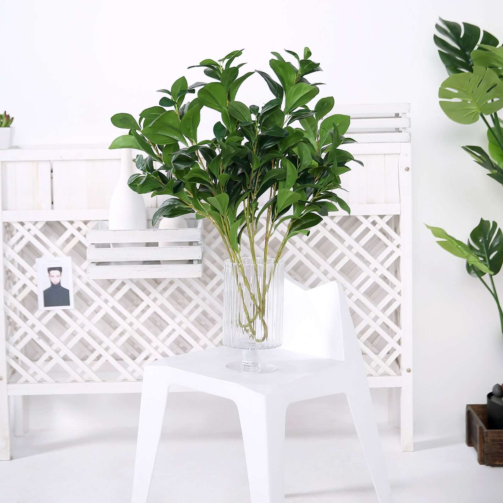 2 Stems 26" Green Artificial Lemon Leaf Branches Faux Greenery Plant