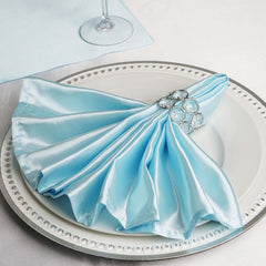 5 Pack Satin 20"x20" Napkins Light Blue - Luxurious Shine & Smooth Dinner Napkins