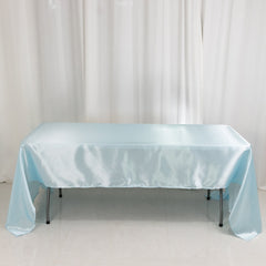 Satin Rectangular 60"x126" Tablecloth Light Blue - Smooth and Lustrous Table Cover
