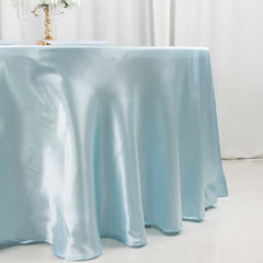 Satin 120" Round Tablecloth Light Blue - Stylish Seamless Table Cover
