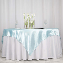 Satin 72"x72" Table Overlay Square Tablecloth Light Blue - Smooth Finish Table Cover