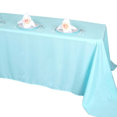 Polyester 90"x156" Rectangle Tablecloth Light Blue - Seamless Wrinkle-Resistant Table Cover