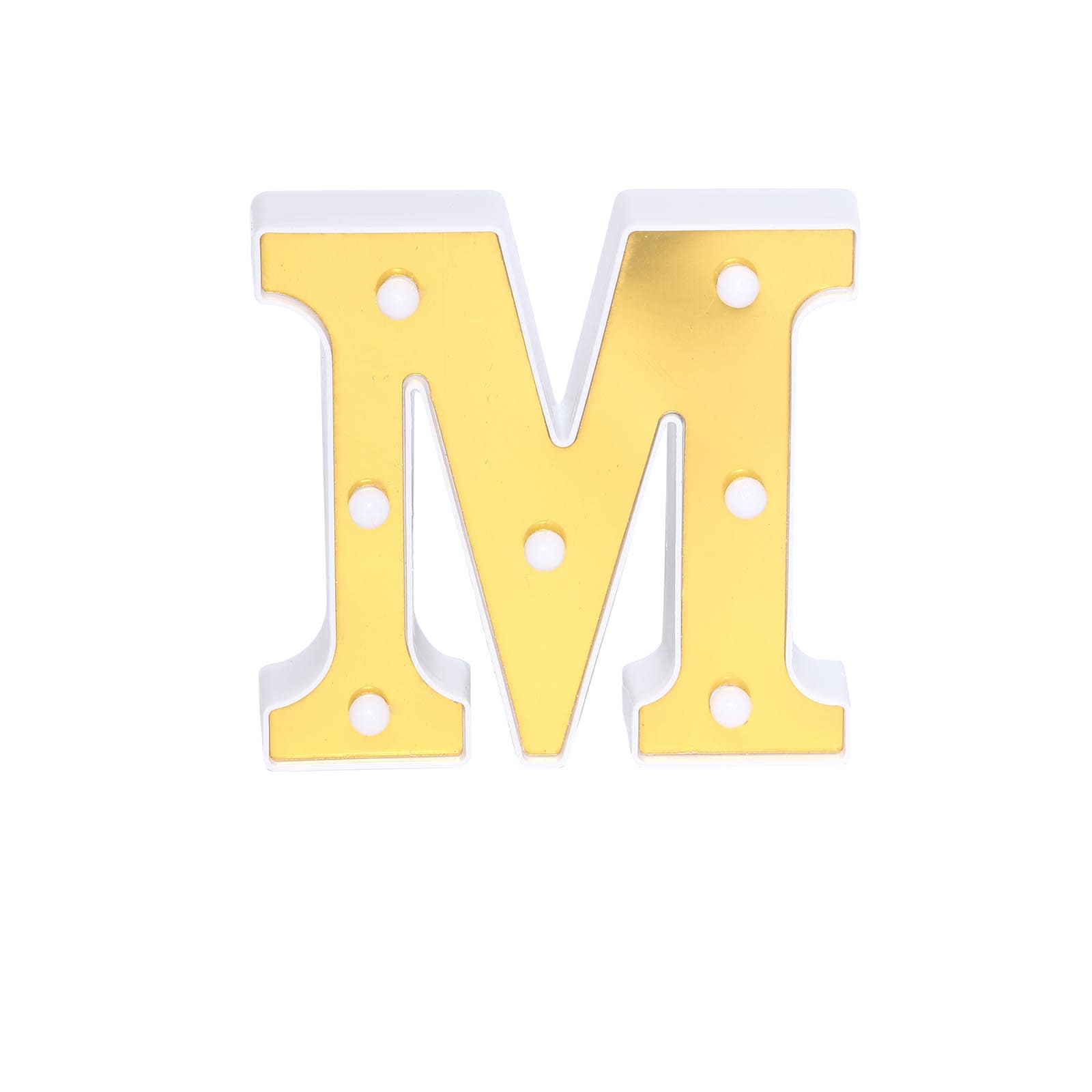 3D Marquee Letter "M" Warm White 7 LED Lights Gold - Chic Light-Up Decor for Events 6"