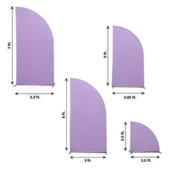 Set of 4 Matte Lavender Lilac Spandex Half Moon Chiara Backdrop Stand Covers, Custom Fitted Wedding Arch Covers - 2.5ft,5ft,6ft,7ft