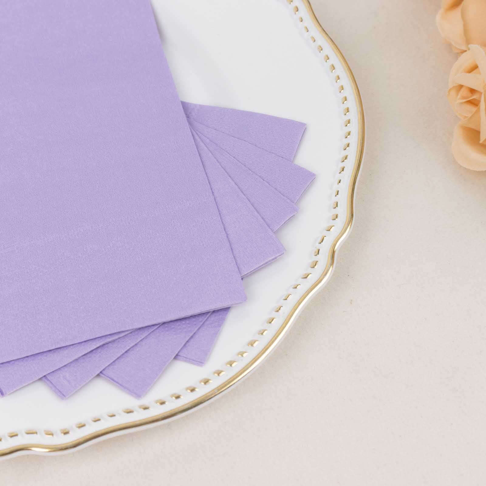 50-Pack Paper Napkins Lavender Lilac - Soft Disposable 2-Ply Dinner Napkins for Weddings