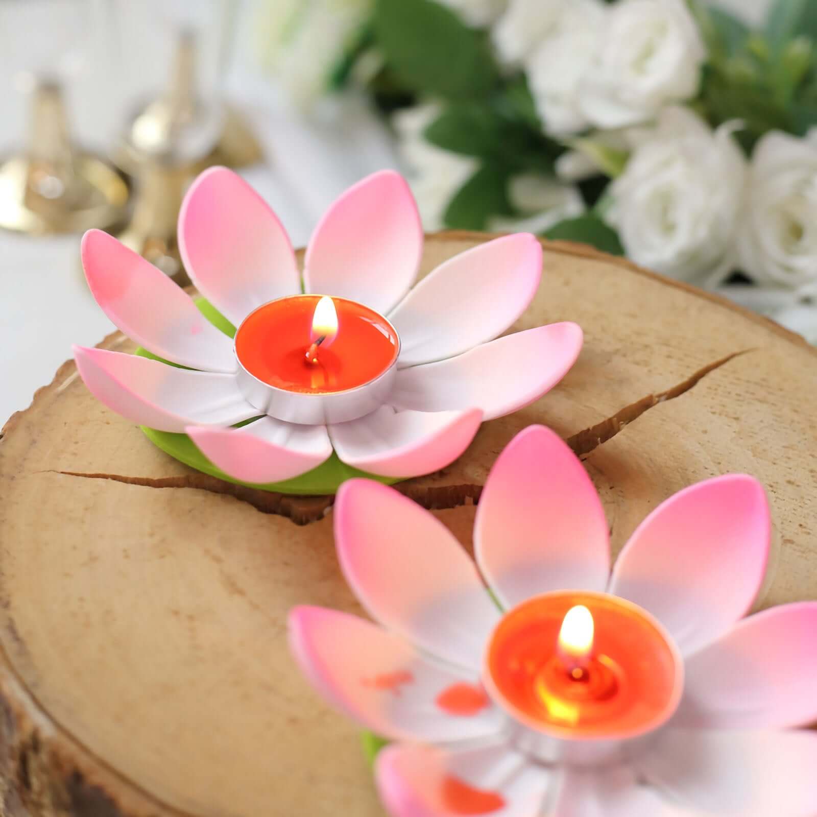 10-Pack Floating Candle Lights Water Lily Lotus Flower Design Colorful - Assorted Tealight Lanterns 5"