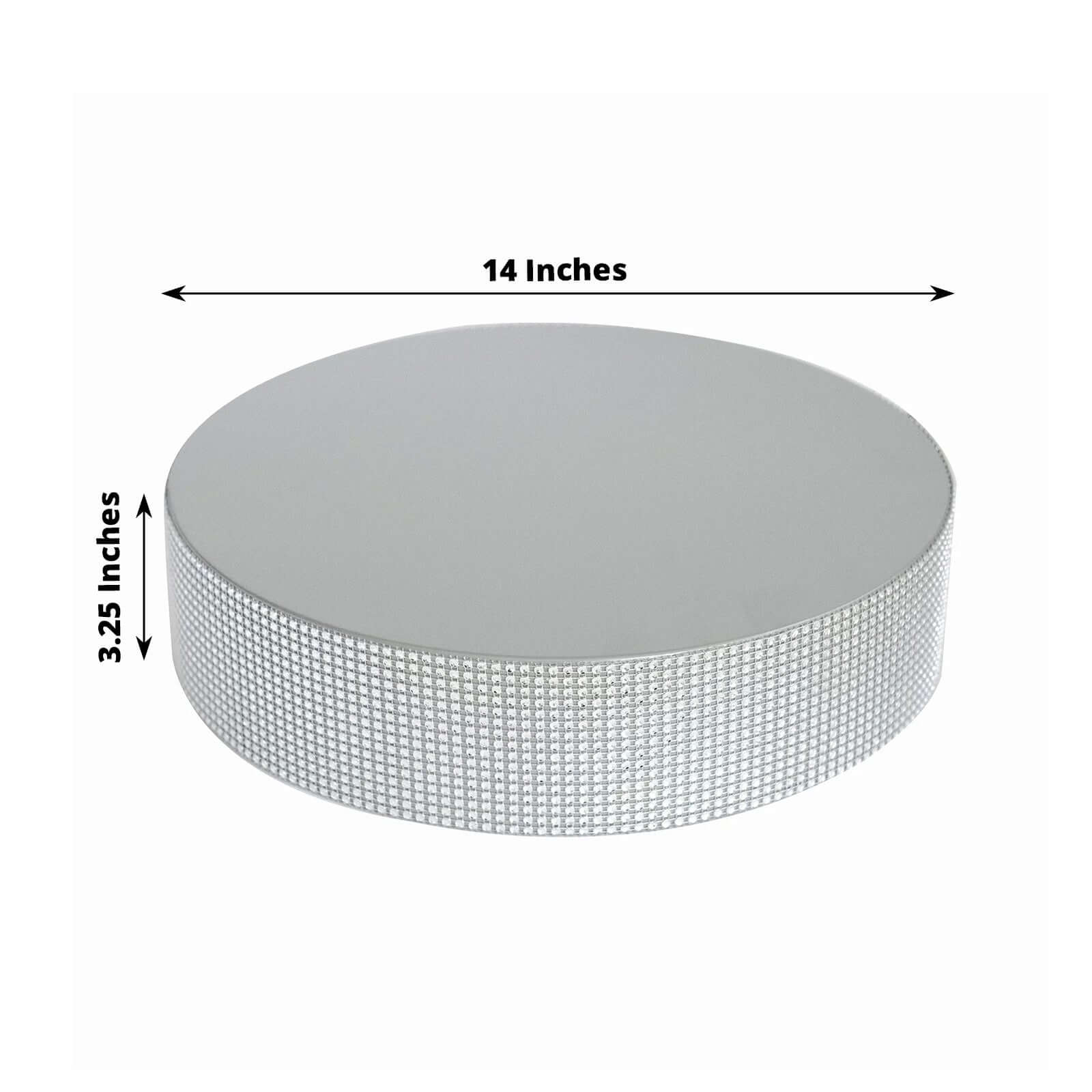 Metal Pedestal Cake Stand Round Design with Rhinestones Silver - Cupcake Holder and Dessert Table Centerpiece 14"