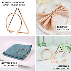 4 Pack Gold Geometric Metal Napkin Rings, Modern Nordic Napkin Holder Stands